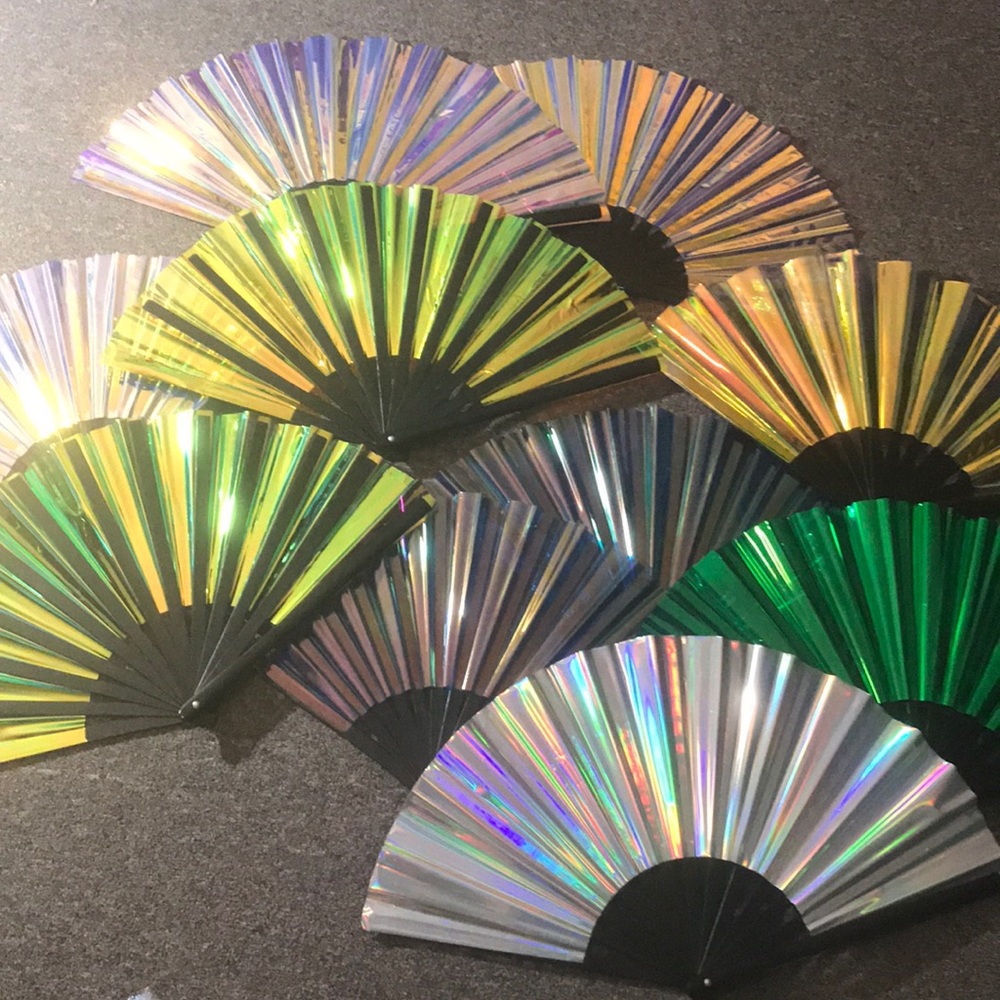 HOLOGRAPIC // IRIDESCENT RAVE / FESTIVAL HAND FANS
